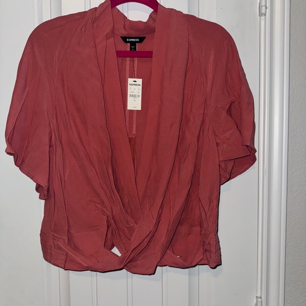 Express pink Open Front Blouse